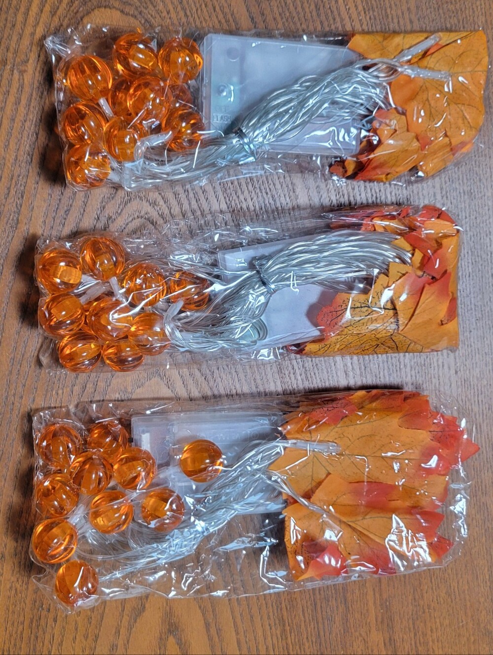 Autumn Orange LED String Lights with Leaf Accents